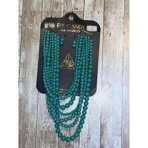 eye candy Teal Multi-Strand Beaded Necklace